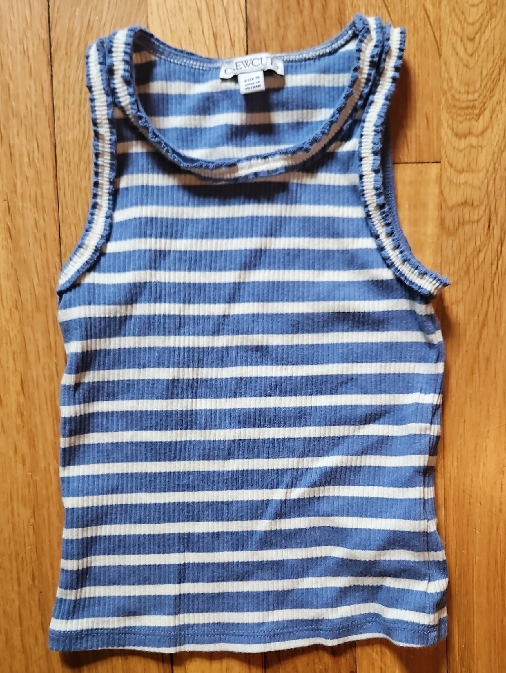 Crewcuts Blue and White Striped Ribbed Tank Top